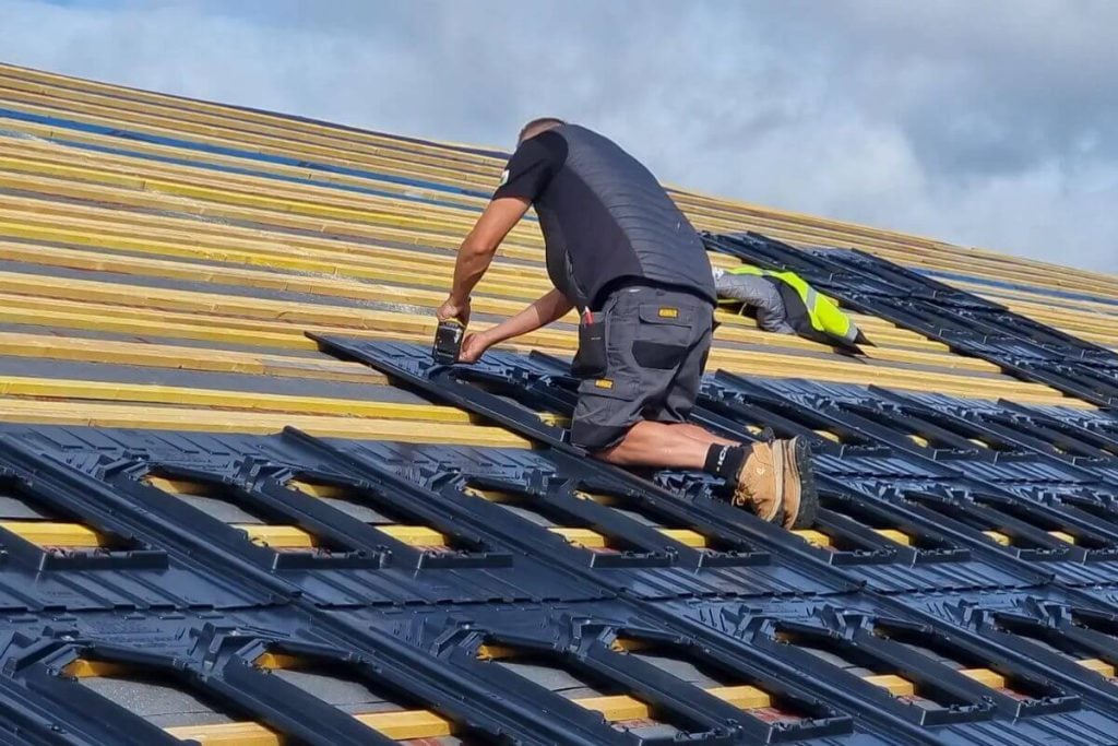 Inspire Green installing an integrated solar roof.